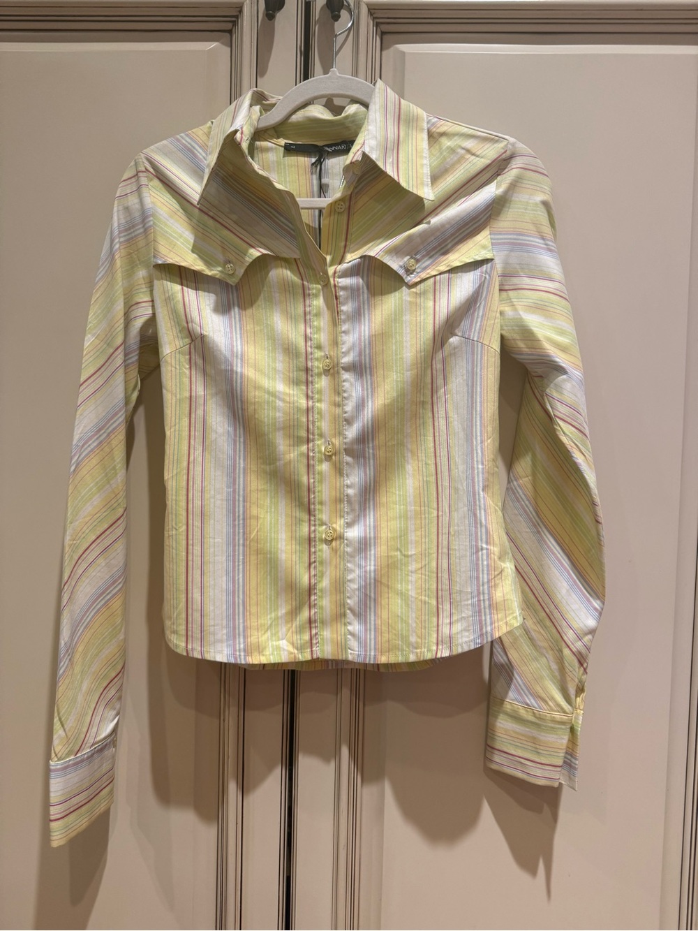 AnnaRita N Striped Button-Down Shirt Sz 42  US 4 NWT Made In Italy